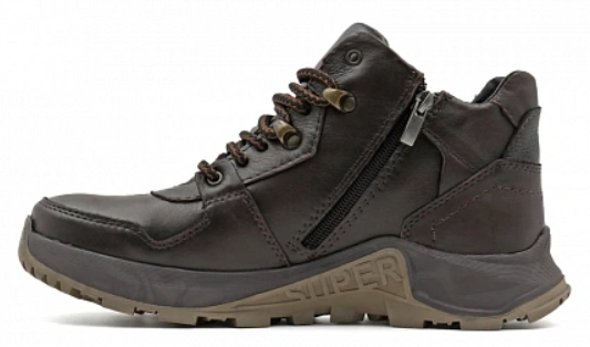 Кроссовки ортопедические мужские утепленные Ортомода 92563-Х-102 коричневые кожаные фото 4