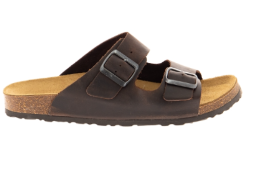 Сандалии мужские из натуральной кожи, с пробковой анатомической стелькой коричневые Сурсил 1718U-3 фото 1