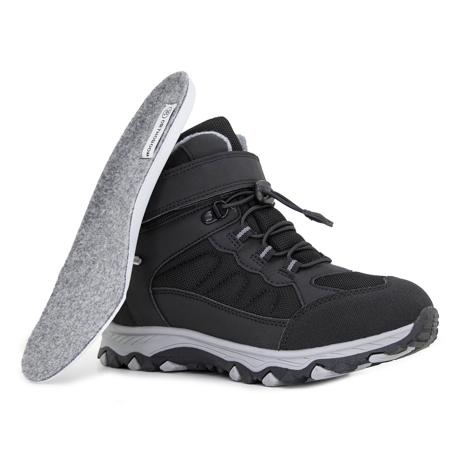 Ортопедическая обувь на утепленной подкладке Orthoboom ботинки 87054-05 черный фото 5